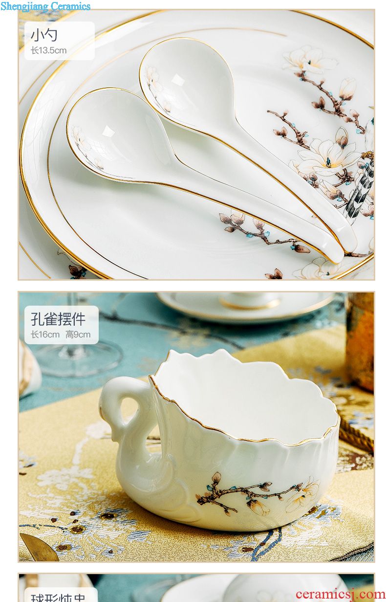 Suit kung fu tea set, tea sets the whole circle of jingdezhen ceramic household teapot tea tray cup gift box