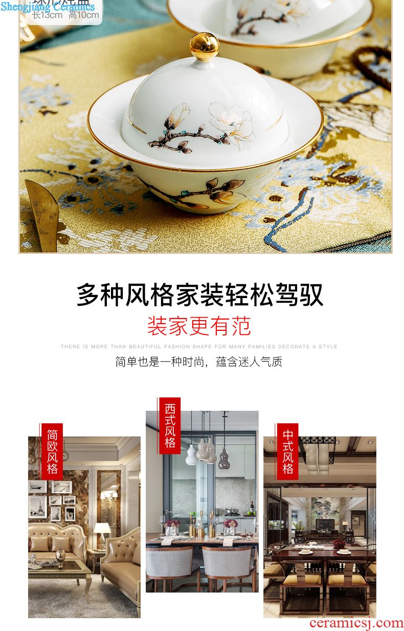 Suit kung fu tea set, tea sets the whole circle of jingdezhen ceramic household teapot tea tray cup gift box