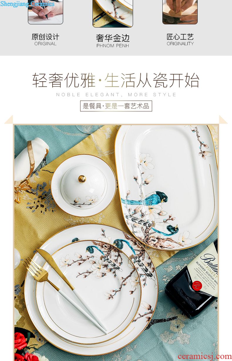 Suit kung fu tea set, tea sets the whole circle of jingdezhen ceramic household teapot tea tray cup gift box