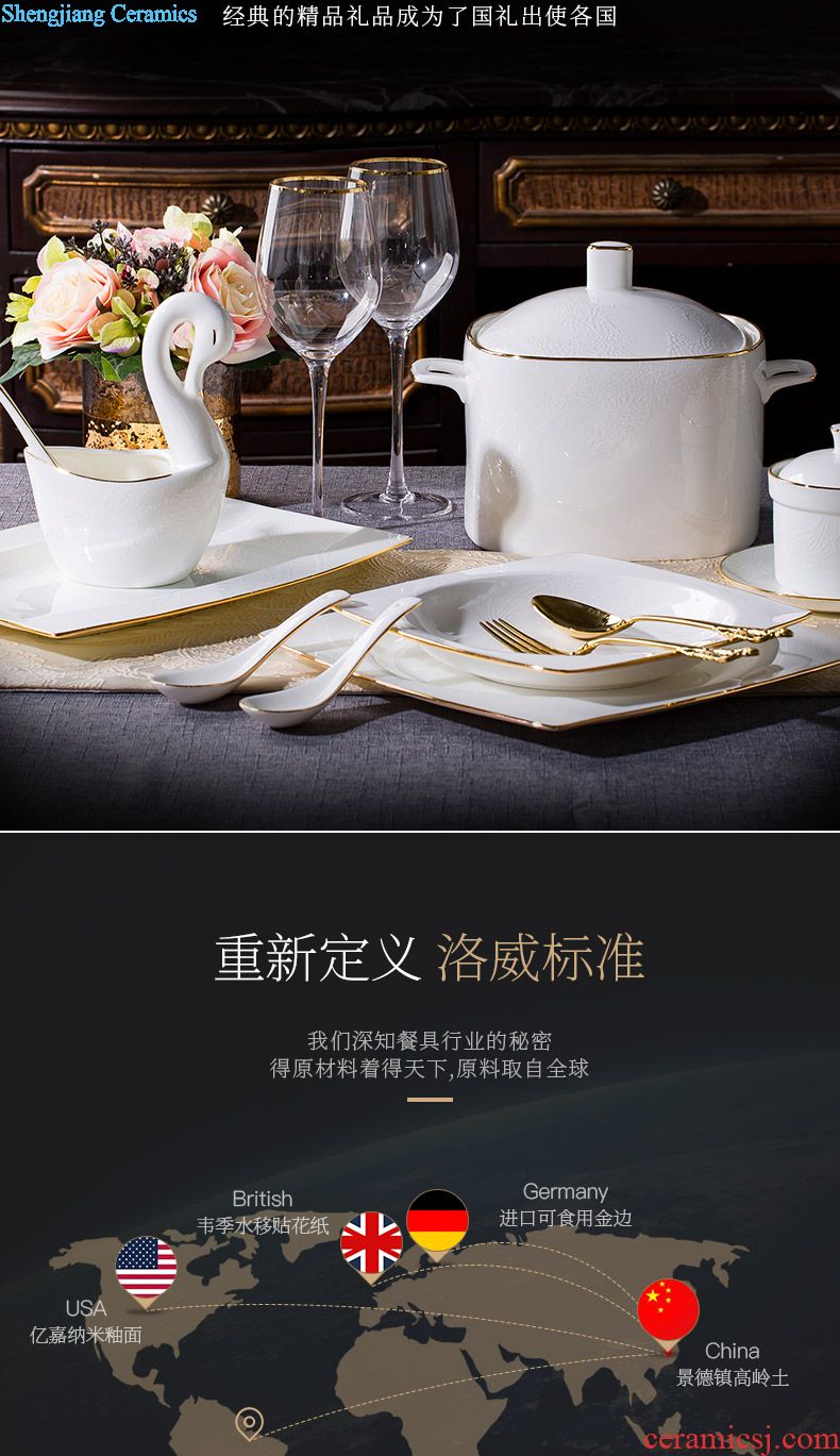 Jingdezhen high-grade colored enamel 8 head double tea set The royal treasures The principal famille rose tea cup