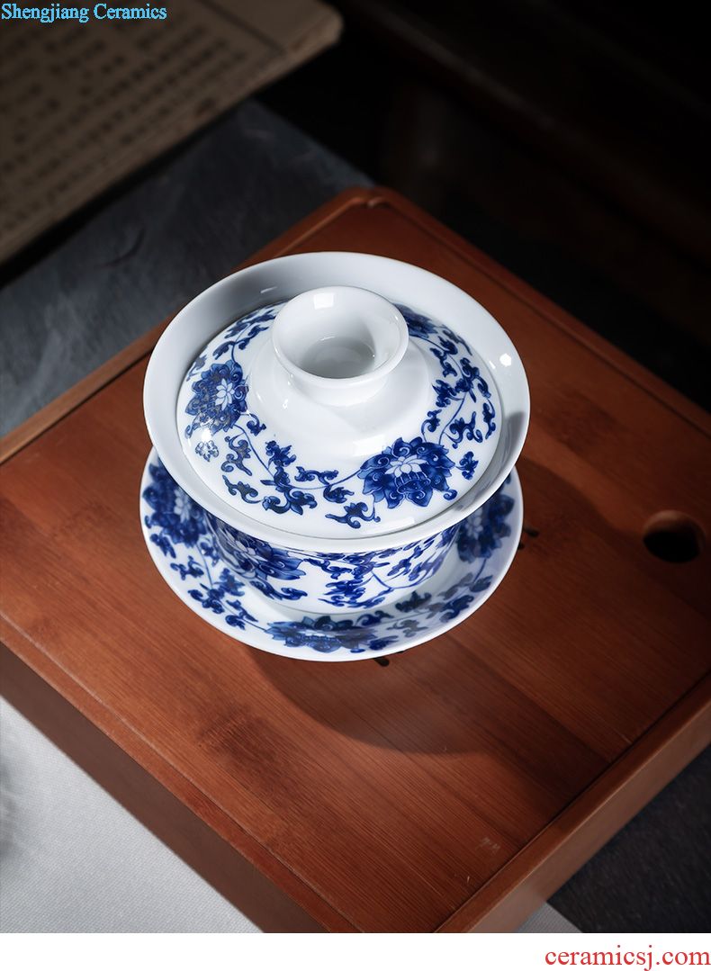 Jingdezhen kung fu tea set square household solid wood tea tray drawer drainage water tea tea saucer
