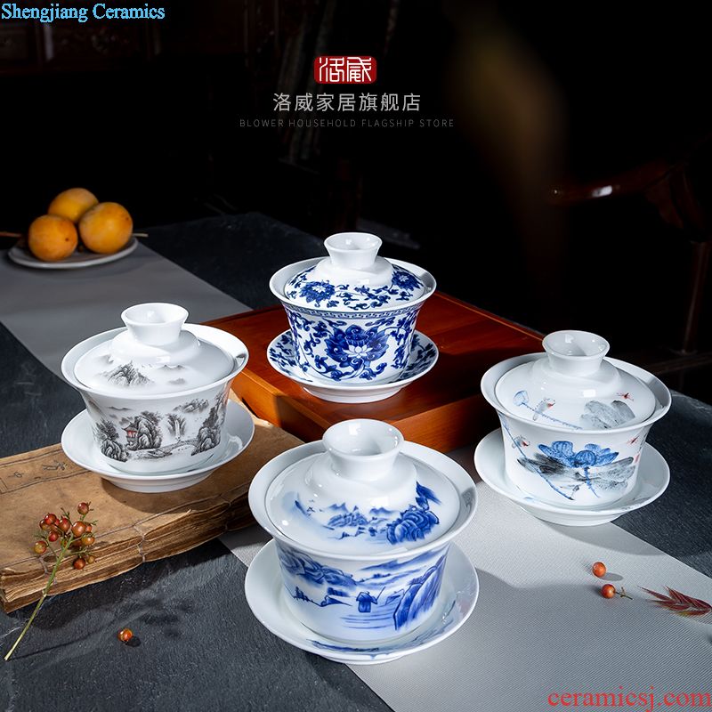Jingdezhen kung fu tea set square household solid wood tea tray drawer drainage water tea tea saucer