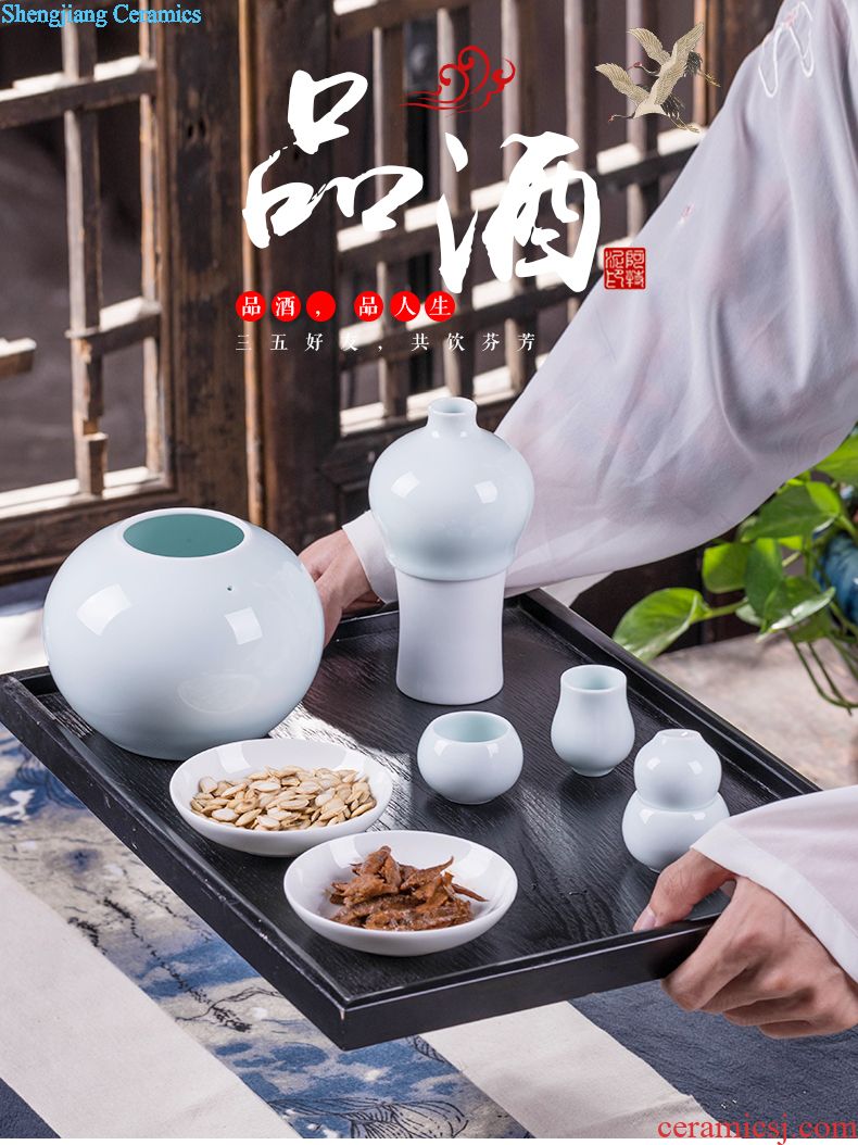 Jingdezhen 10 jins ceramic bottle bubble hip ten catties collection jugs with sealing ring seal hip flask jars