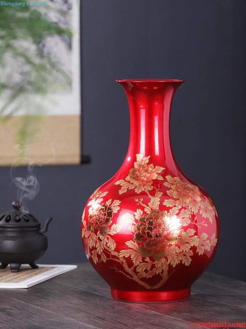 Jingdezhen ceramic vase furnishing articles sitting room flower arranging pastel hollow-out porcelain of modern Chinese style household wine accessories