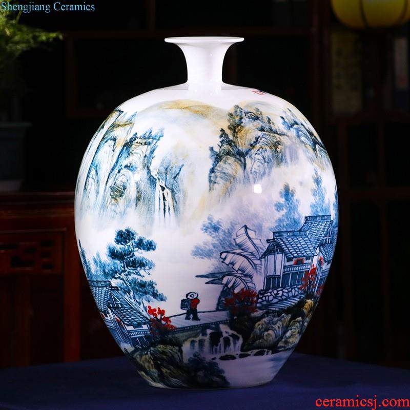 Jingdezhen ceramics vase hand-painted archaize large blue and white porcelain is the sitting room of Chinese style household adornment flower arranging furnishing articles