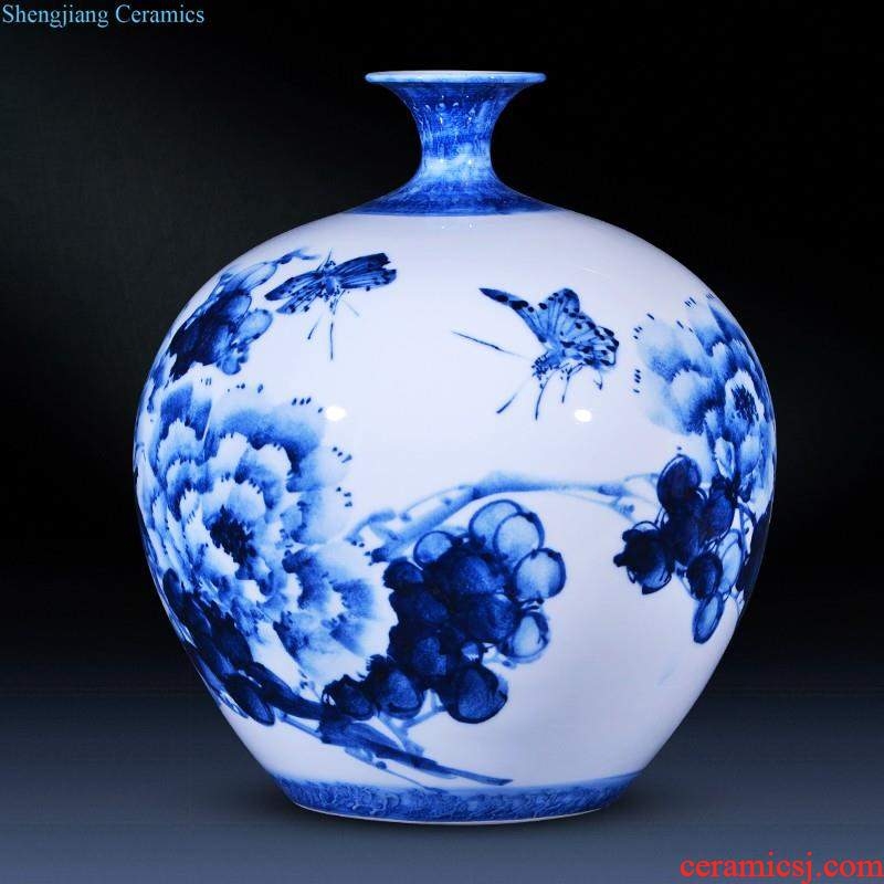 Jingdezhen ceramics vase flower arranging bouquets of dry place new Chinese style living room TV cabinet decoration home decoration