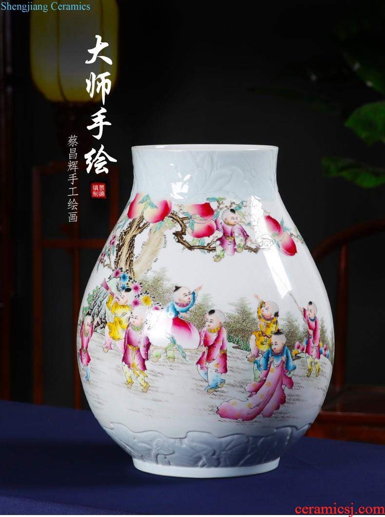 Jingdezhen ceramic vase furnishing articles of Chinese style hand draw archaize large blue and white porcelain vase of large flower, flower decoration