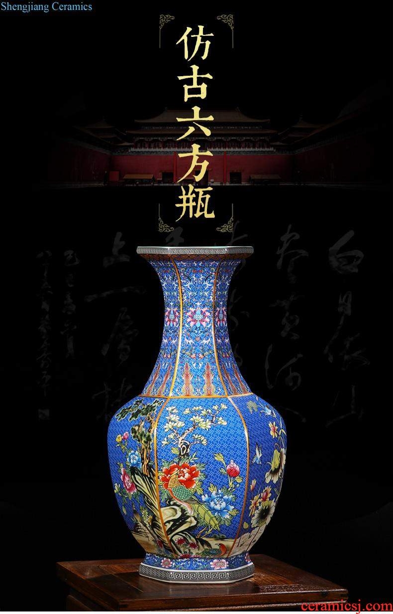 Jingdezhen ceramics of large vases, large hand-painted scenery sitting room of Chinese style household decorations manual quiver