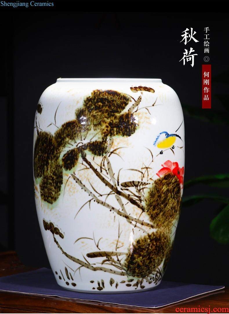 Jingdezhen ceramic vase handmade antique flower arranging furnishing articles sitting room of the new Chinese style restoring ancient ways household decoration decoration