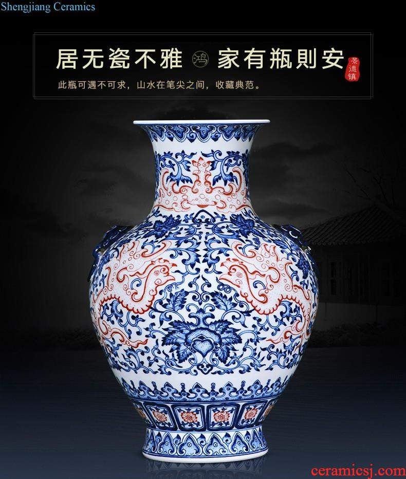 Jingdezhen ceramics of large vases, large hand-painted scenery sitting room of Chinese style household decorations manual quiver