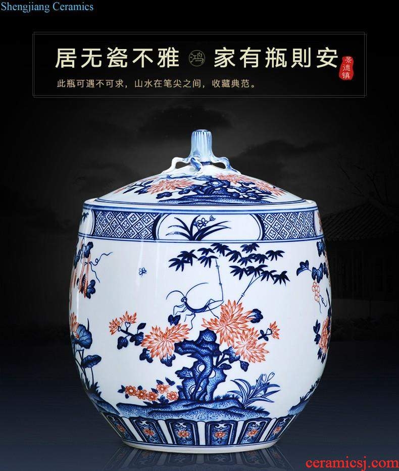 Jingdezhen ceramics general furnishing articles hand-painted storage tank of blue and white porcelain jar of home decoration porcelain jar tea pot