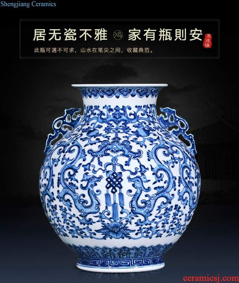 Jingdezhen ceramic vases, furnishing articles sitting room of Chinese style household decorations of large porcelain hand-painted porcelain glaze in red