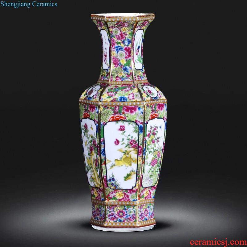 Jingdezhen porcelain ceramic hand-painted porcelain youligong gourd flower vase is placed the new Chinese style household ornaments