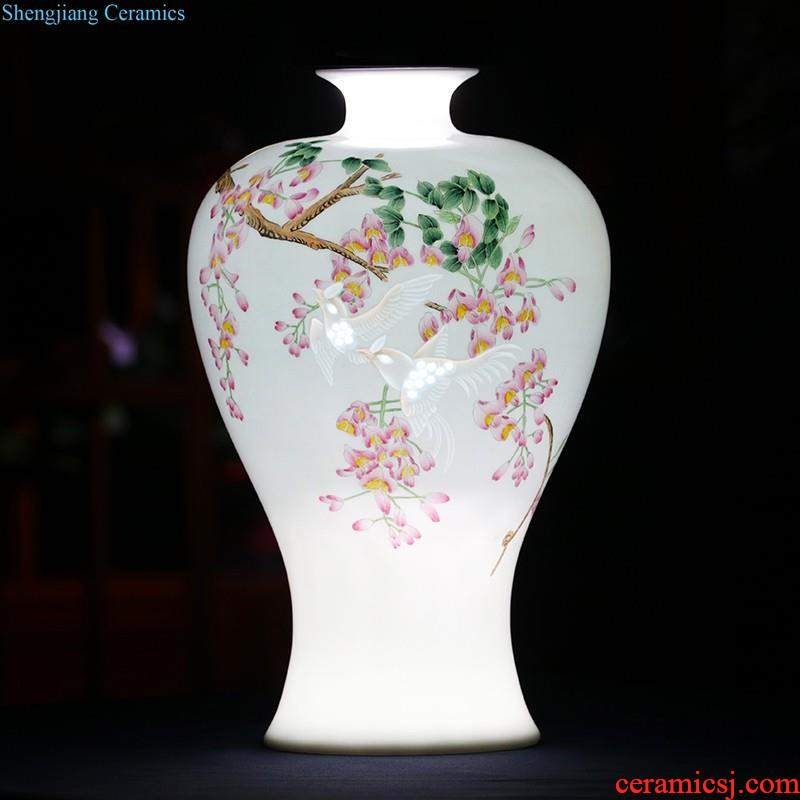 Jingdezhen ceramics vase flower arranging bouquets of dry place new Chinese style living room TV cabinet decoration home decoration