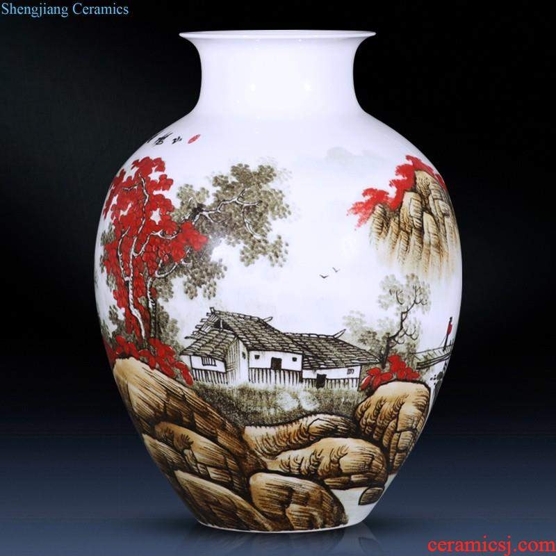 Jingdezhen ceramics vase furnishing articles sitting room ground vase large-sized hand-painted porcelain hotel club house sitting room adornment