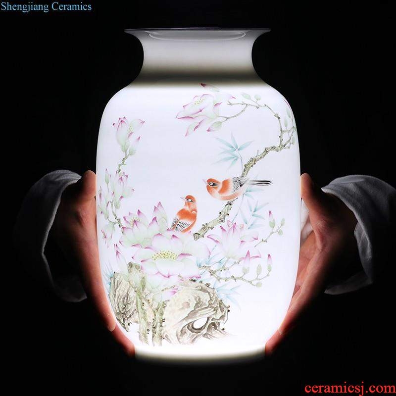 Jingdezhen ceramic furnishing articles hand-painted thin body new Chinese style household vase living room TV ark adornment ornament