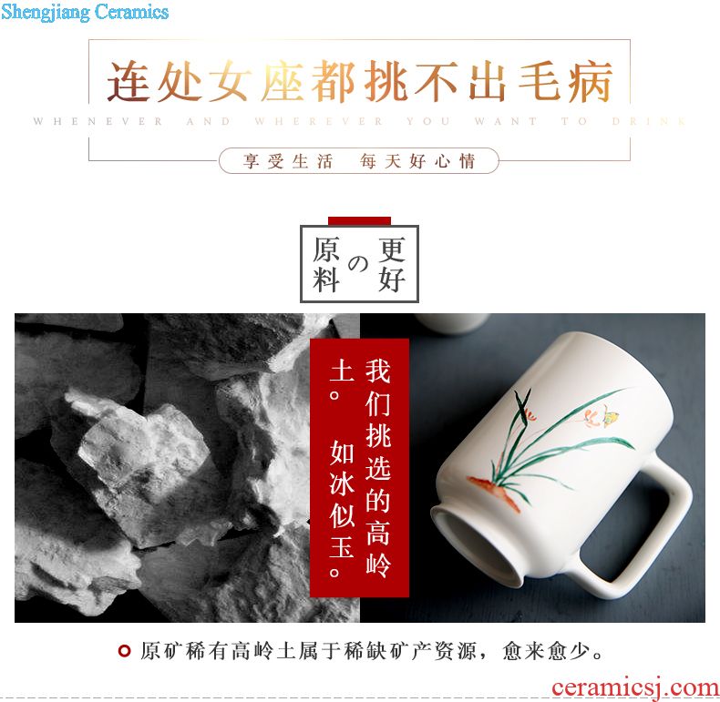 The three regular caddy large persimmon seal pot jingdezhen domestic large deposit S51100 wake receives tea storehouse