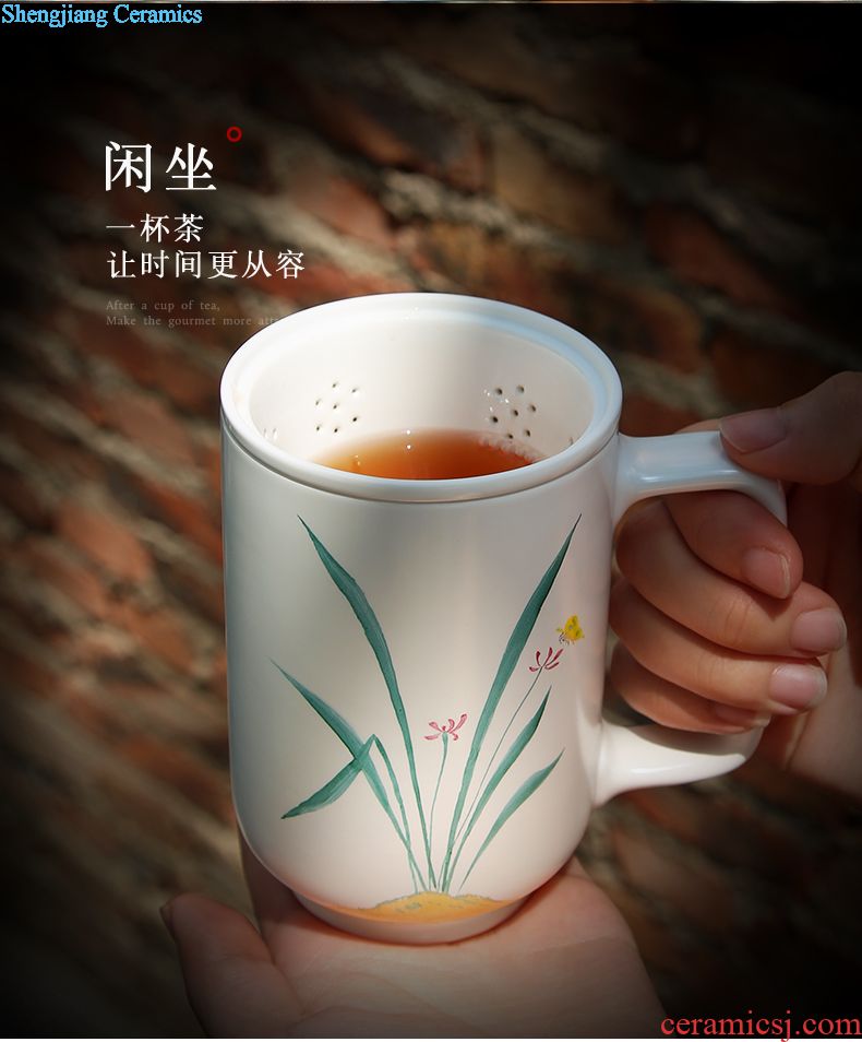 The three regular caddy large persimmon seal pot jingdezhen domestic large deposit S51100 wake receives tea storehouse