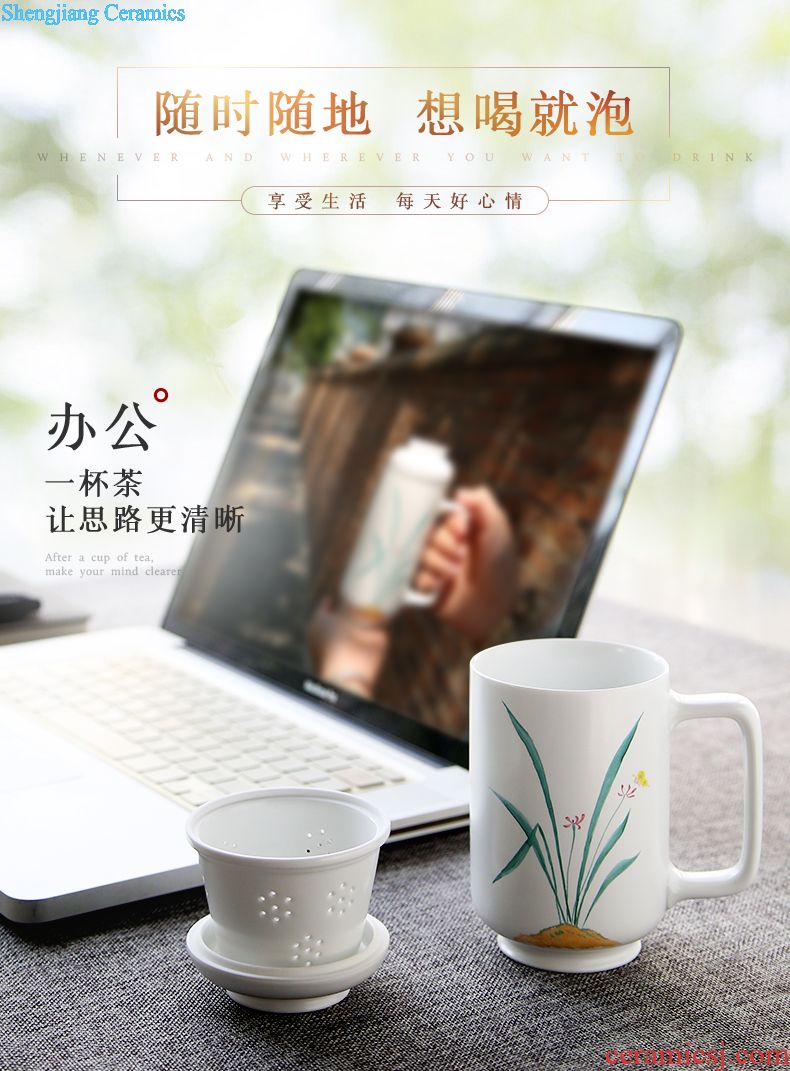 The three regular caddy large persimmon seal pot jingdezhen domestic large deposit S51100 wake receives tea storehouse