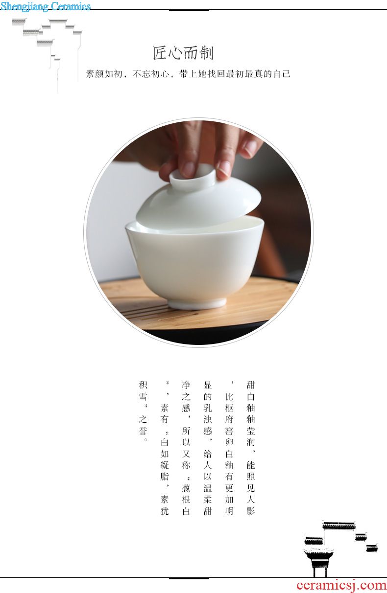 Masters cup three frequently hall jingdezhen kung fu tea set manual white porcelain paint small ceramic cups sample tea cup S41033