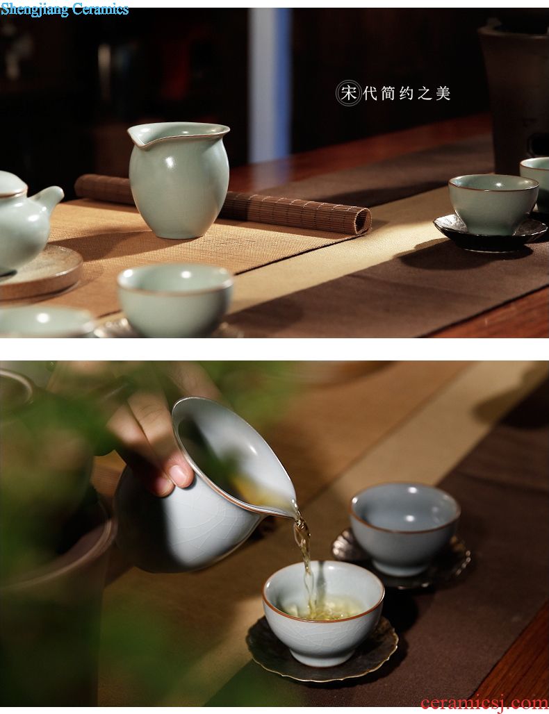 Three frequently hall kiln dry foam plate Small tea pot adopt jingdezhen ceramic tea set temmoku S72036 ChengGan bubble plate