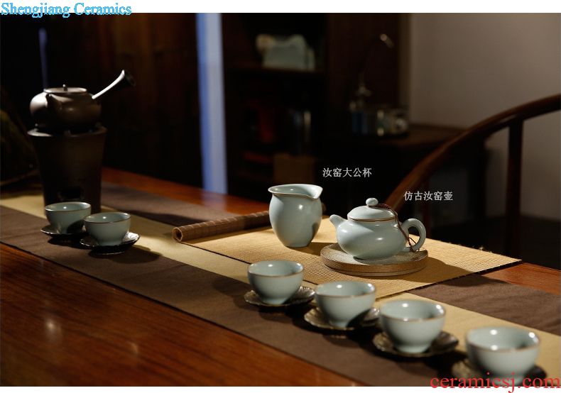 Three frequently hall kiln dry foam plate Small tea pot adopt jingdezhen ceramic tea set temmoku S72036 ChengGan bubble plate