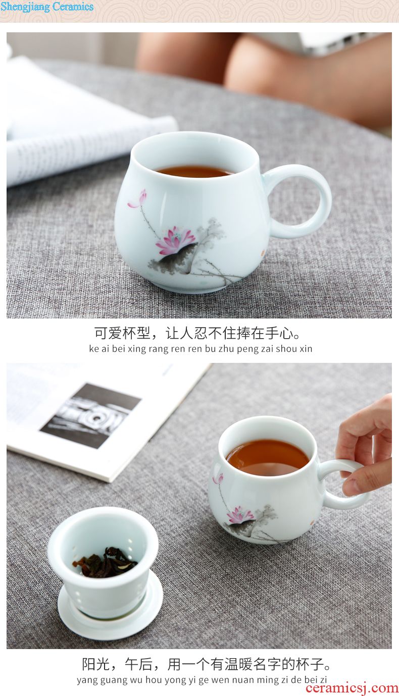 Three frequently hall tureen tea cups Jingdezhen ceramic kung fu tea set large three only a cup of tea to bowl