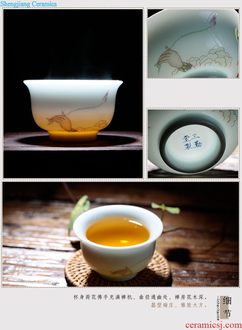 Three frequently hall jingdezhen ceramic kung fu tea cups manual sweet white glazed sample tea cup cup single cup S41020 master