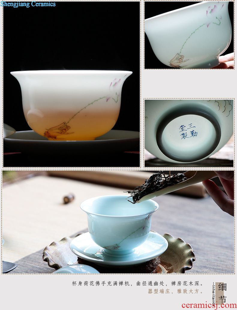 Three frequently tureen tea cups suit A pot of four cups of jingdezhen ceramics fair mug portable travel tea set