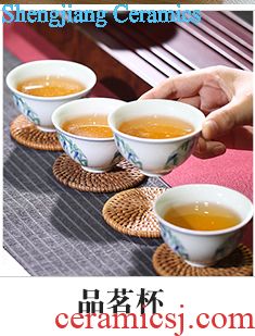 Three frequently kung fu tea cups Jingdezhen ceramic tea set master cup hand-painted lotus pumpkin sample tea cup S42105