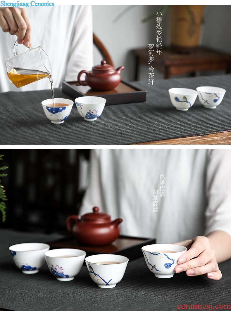 The three frequently do caddy small storage POTS of jingdezhen tea service hand-painted portable sealed cans portable S52015