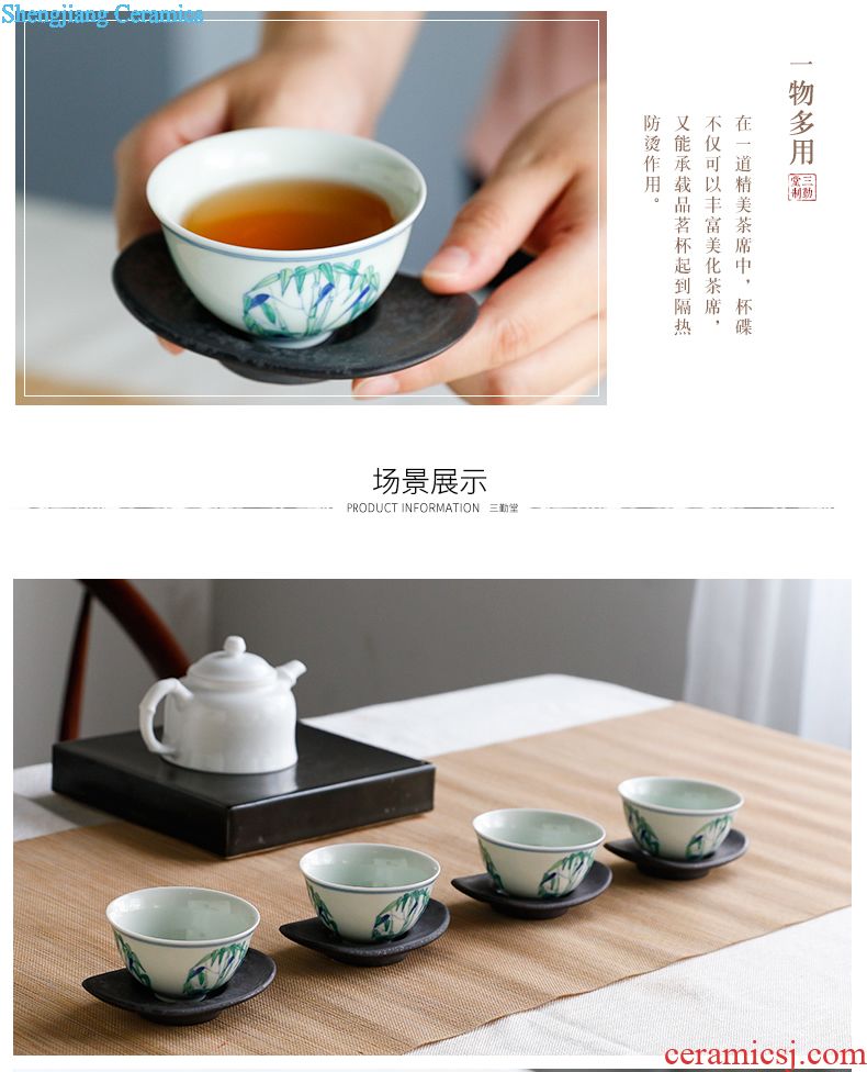 Three frequently kung fu tea cups Jingdezhen ceramic tea set master cup hand-painted lotus pumpkin sample tea cup S42105