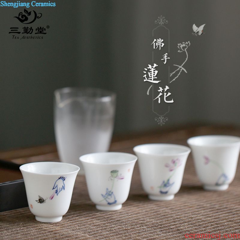 Three kung fu tea sets travel frequently hall jingdezhen ceramic tea cup tureen of a complete set of 7 ST1018 head group
