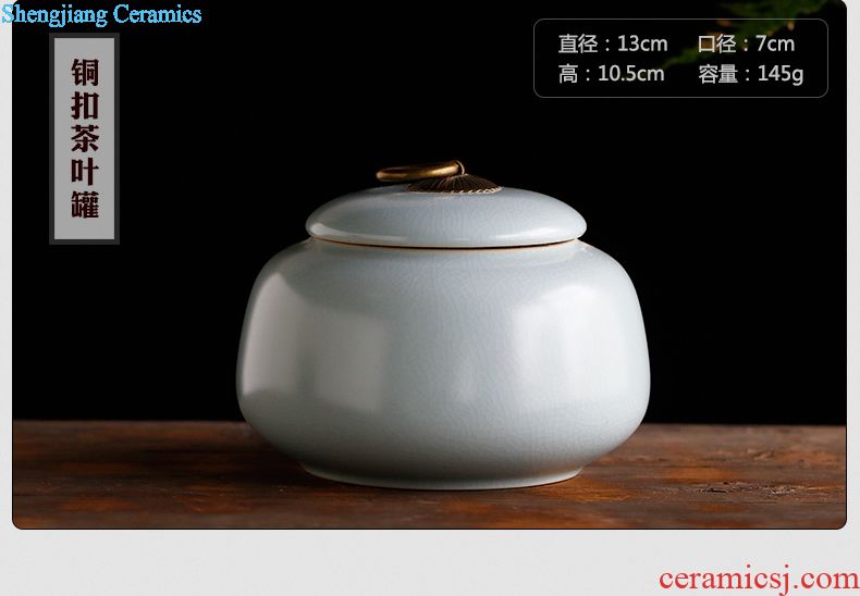 Three frequently caddy Medium ceramic tea box storehouse of jingdezhen tea service manual lotus POTS sealed cans