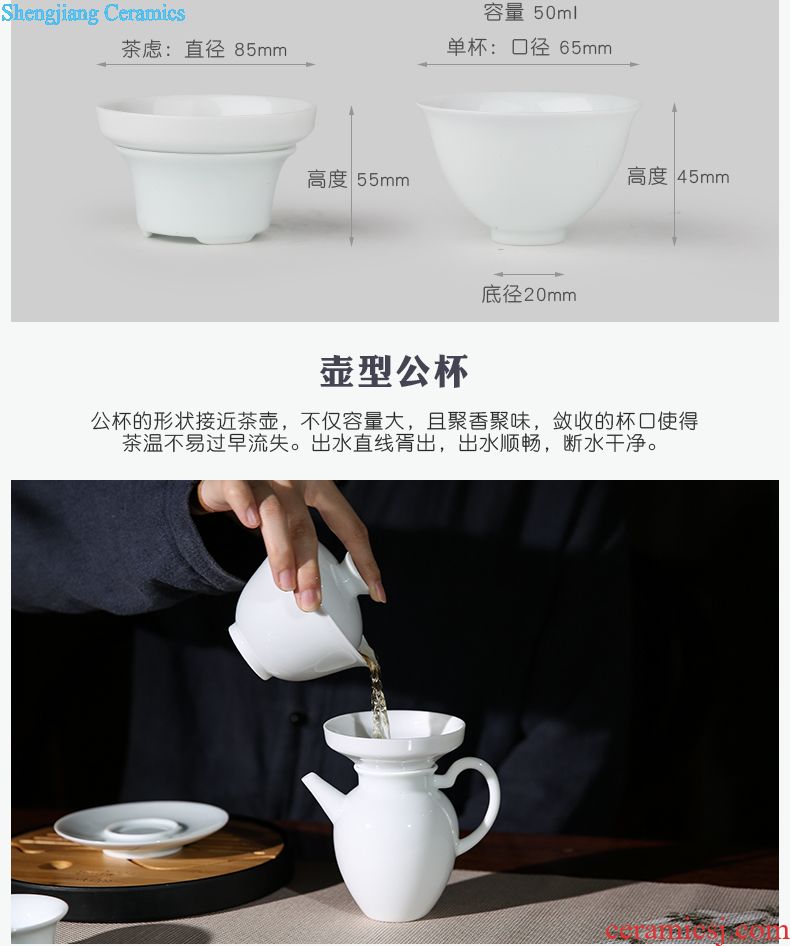 The three frequently tureen suit household sample tea cup of jingdezhen ceramic hand-painted kung fu tea set S13006 blue tie up branches