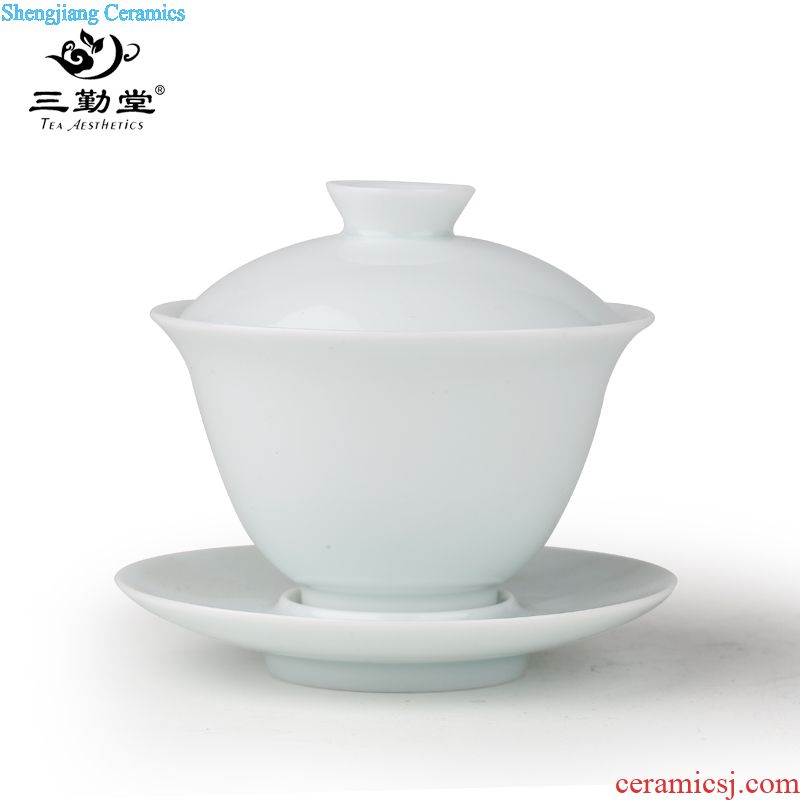 The three frequently tureen suit household sample tea cup of jingdezhen ceramic hand-painted kung fu tea set S13006 blue tie up branches