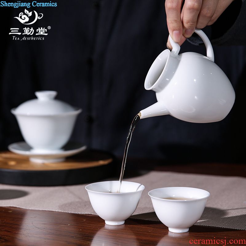 The three frequently tureen suit household sample tea cup of jingdezhen ceramic hand-painted kung fu tea set S13006 blue tie up branches