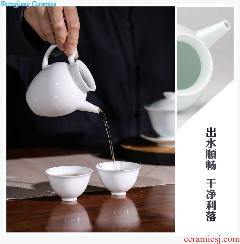 The three frequently tureen suit household sample tea cup of jingdezhen ceramic hand-painted kung fu tea set S13006 blue tie up branches