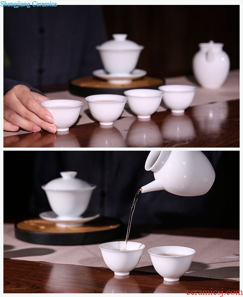 The three frequently tureen suit household sample tea cup of jingdezhen ceramic hand-painted kung fu tea set S13006 blue tie up branches