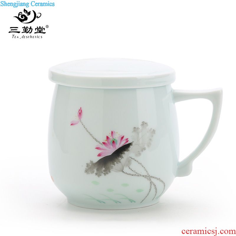 Three frequently don white porcelain little teapot Ceramic filter single pot of flower pot mini home office of jingdezhen tea service