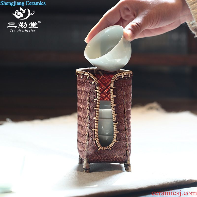 Three frequently hall office ceramic cups Make tea with cover filter with the jingdezhen celadon gift box sets of assembly