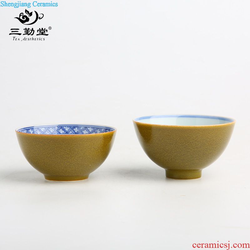 The three frequently small jingdezhen ceramic sample tea cup master cup single cup tea cups hand-painted chrysanthemum patterns S43007