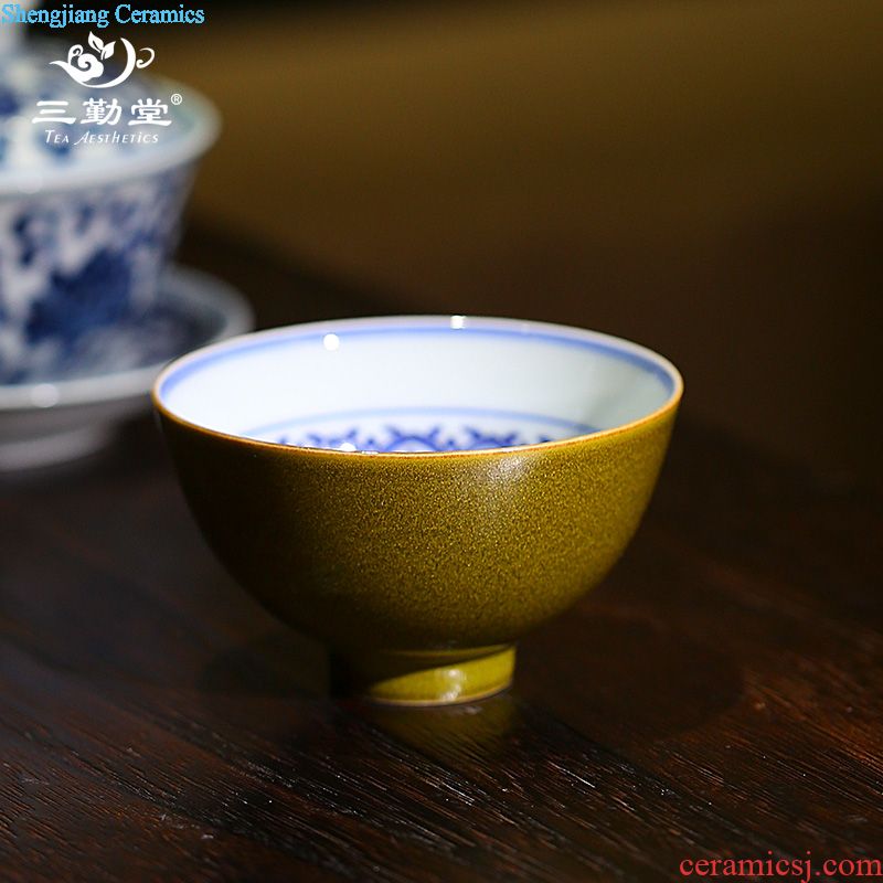 The three frequently small jingdezhen ceramic sample tea cup master cup single cup tea cups hand-painted chrysanthemum patterns S43007