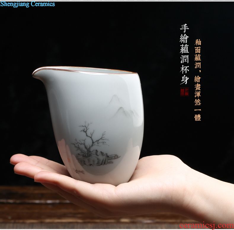Three frequently tureen tea cups Jingdezhen ceramic large kung fu tea set only three bowl of pastel and tea cups
