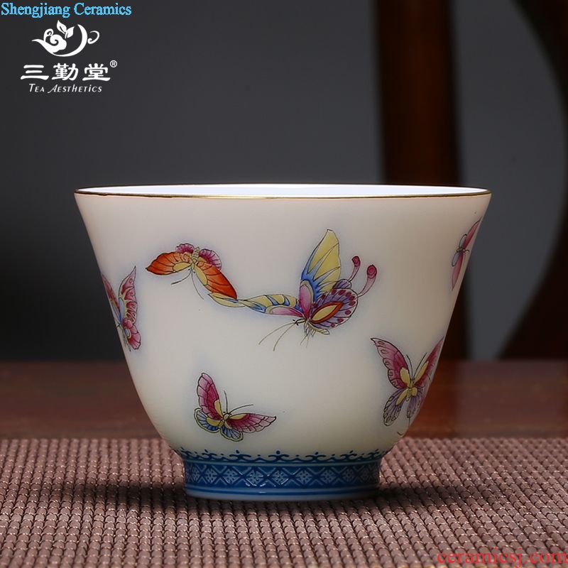 The three regular glass cups and saucers ceramic saucer Jingdezhen tea accessories S04002 metal glaze teacup saucer plate