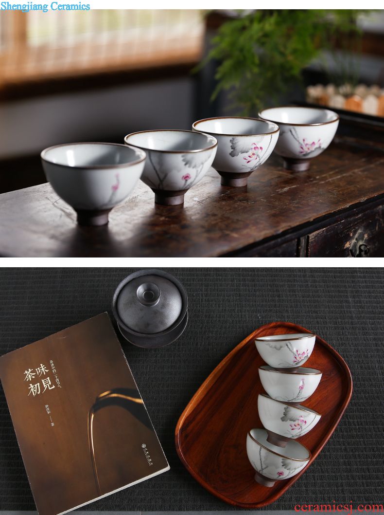 Three frequently hall tea cup sample tea cup jingdezhen ceramic celadon paint master kung fu tea cups