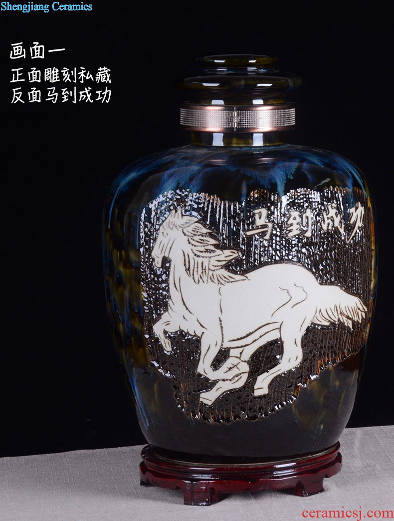 Jingdezhen ceramic altar empty bubble jars 15 kg big it liquor jugs hand-painted porcelain household seal wine jar