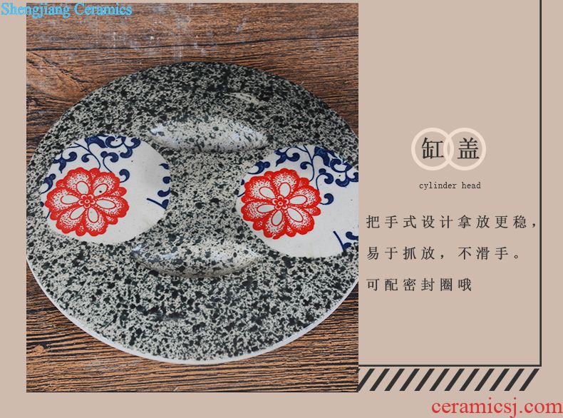 Jingdezhen ceramic barrel ricer box m altar seal pot 50 kg moisture insect-resistant flour cylinder tank 25 l storage tank