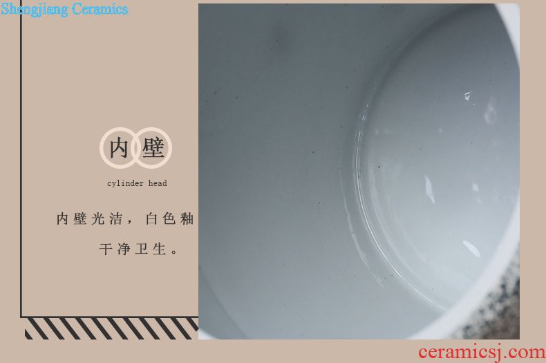 Jingdezhen ceramic barrel ricer box m altar seal pot 50 kg moisture insect-resistant flour cylinder tank 25 l storage tank