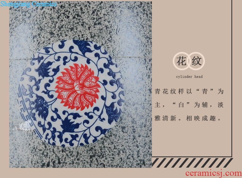 Jingdezhen ceramic barrel ricer box m altar seal pot 50 kg moisture insect-resistant flour cylinder tank 25 l storage tank